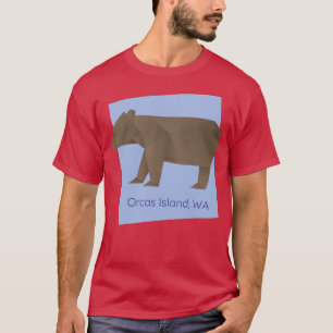 T-shirt Orcas Island Origami Brown Ours géométrique Abstra