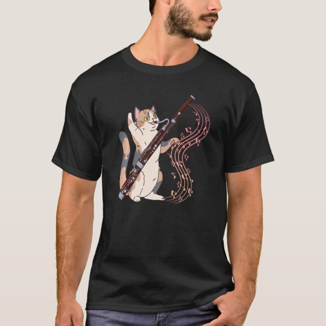 T-shirt Orchestre de musique bassooniste Chat Jouer Bassoo (Devant)