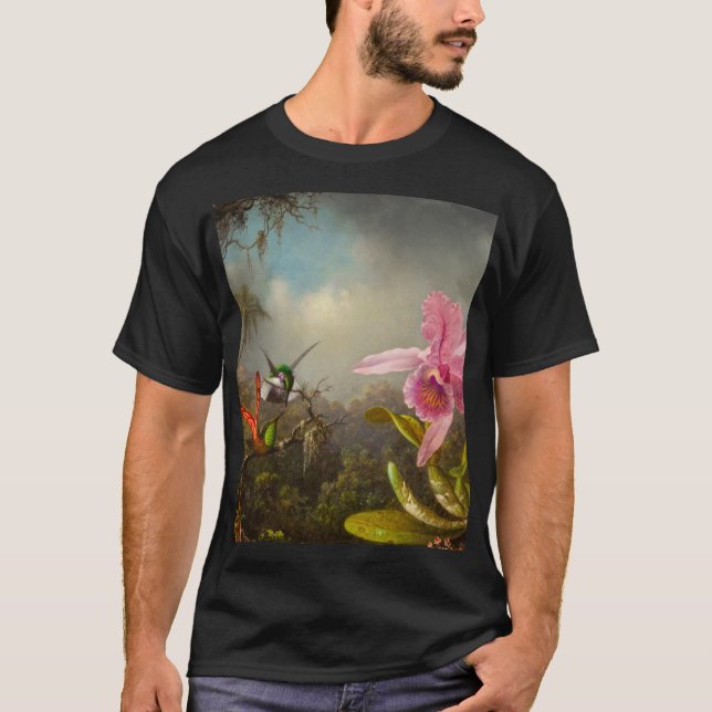 T-shirt Orchidée avec deux colibris Heade (Devant)