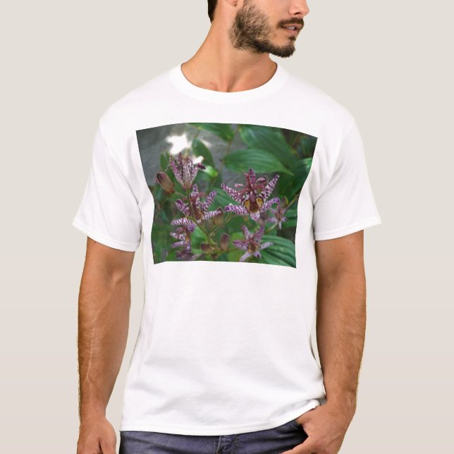 T-shirt Orchidée blanche rayée violette rose comme lys de  (Devant)