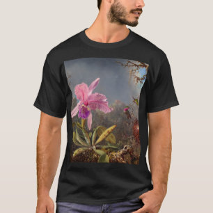 T-shirt Orchidée de Cattleya et trois colibris par Heade
