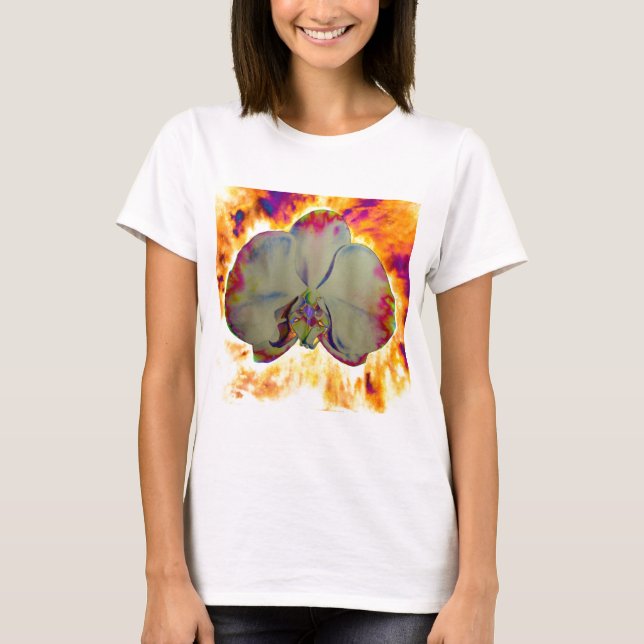 T-shirt Orchidée de feu, abstraite aquarelle vive florale (Devant)