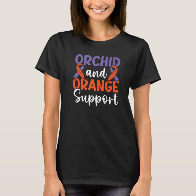 T-shirt Orchidée Et Orange Soutien Psoriasis Psoriasis A (Devant)
