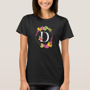 T-shirt Orchidées rose jaune vert Monogramme floral initia