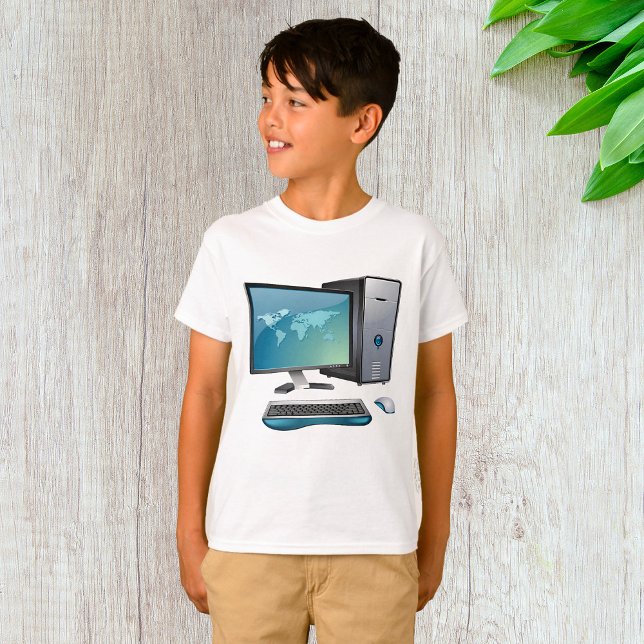 T-shirt Ordinateur de bureau avec moniteur, clavier et sou (Créateur téléchargé)