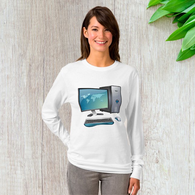 T-shirt Ordinateur de bureau avec moniteur, clavier et sou (Créateur téléchargé)