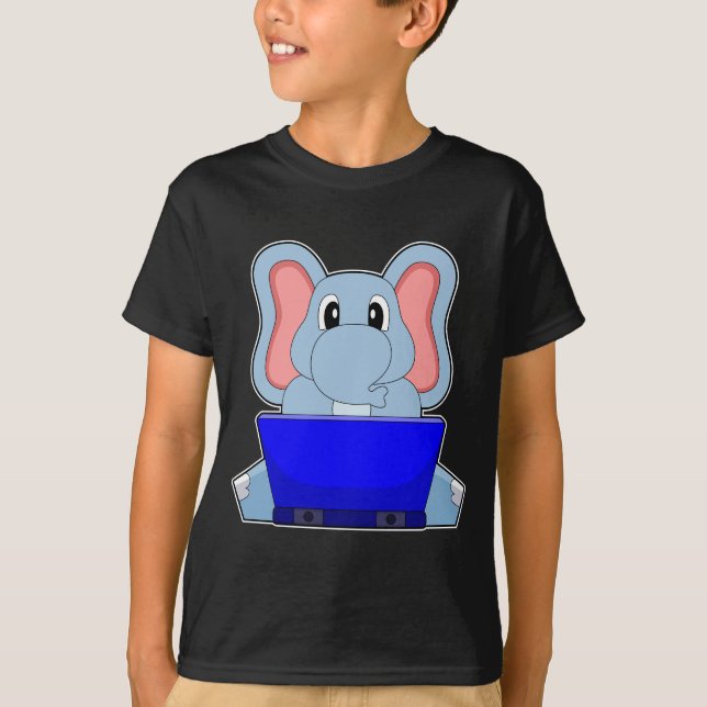 T-shirt Ordinateur portable éléphant (Devant)