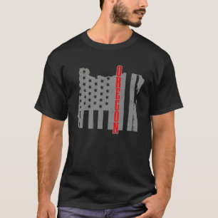 T-shirt Oregon American Flag State Map Fierté Patriotique