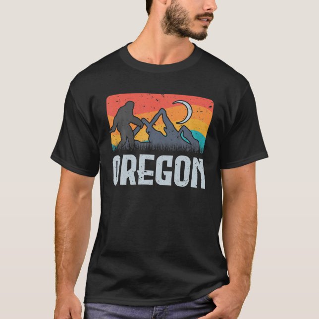 T-shirt Oregon Bigfoot Sasquatch Mountains Randonnée rétro (Devant)