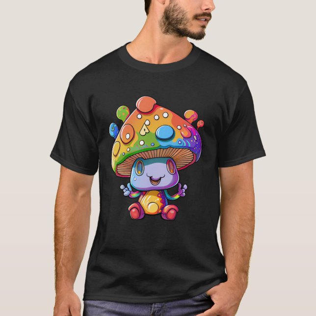 T-shirt Oreille de champignons psychédéliques et pousseur  (Devant)