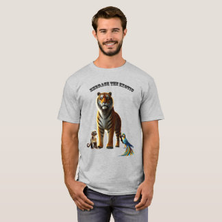 T-shirt Oreille exotique avec tigre, singe et macaw URM