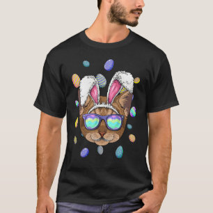 T-shirt Oreilles de lapin de Pâques Abyssin Chat Chasse au