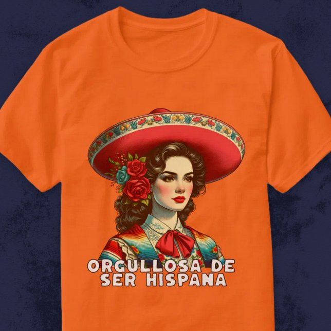 T-shirt Orgullosa de ser Hispana Espagne Rétro Mes Patrio (Orgullosa de ser Hispana Spanish Retro Mes Patrio T-Shirt)
