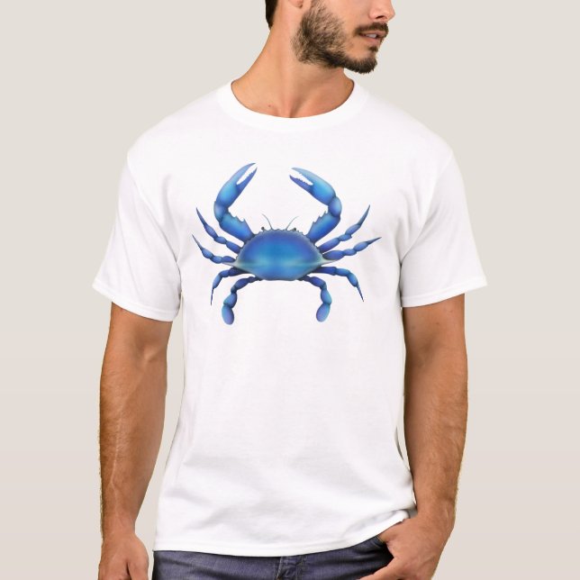 T-shirt oriental de crabe bleu (Devant)