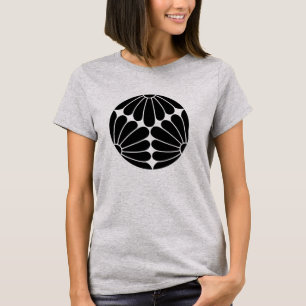 T-shirt Oriental Noir Kiku Chrysanthemum Mon Vector Art