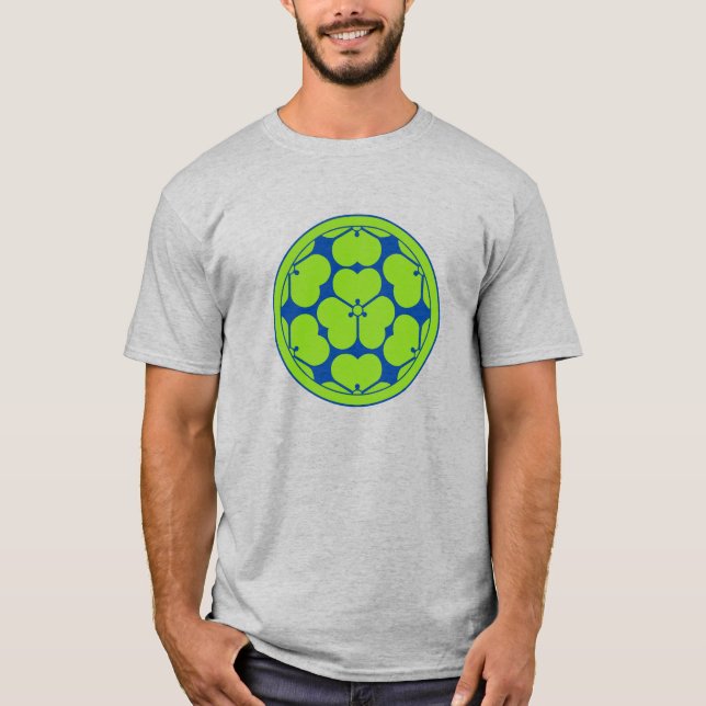 T-shirt Oriental Vert Bleu Chosokabe Japon Mon Vector Art (Devant)