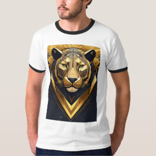 T-shirt Origami Majesty : Lion géométrique complexe