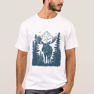 T-shirt Orignal de la forêt hivernale au lac