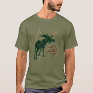 T-shirt Orignaux de plaid de vert de style campagnard de