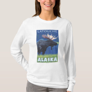 T-shirt Orignaux la nuit - Latouche, Alaska