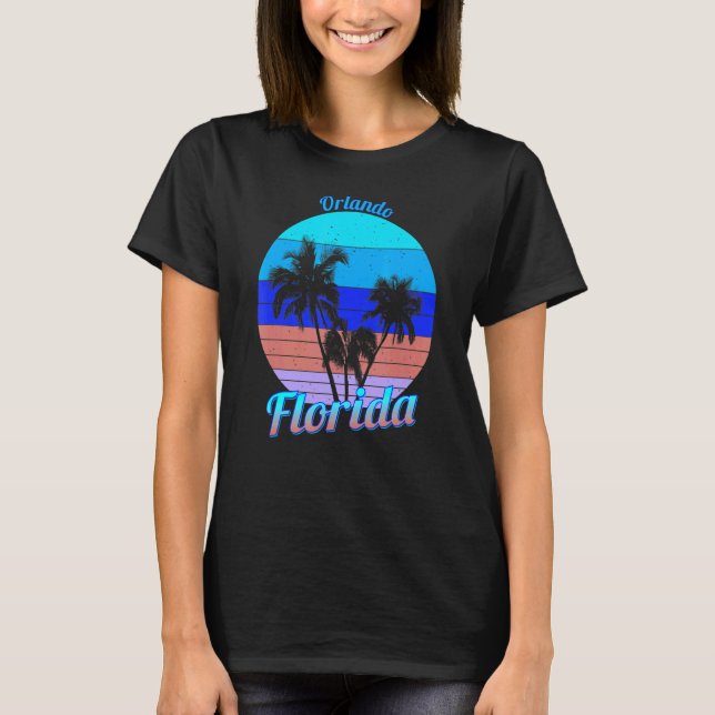 T-shirt Orlando Florida Retro Tropical Palm Trees Vacances (Devant)