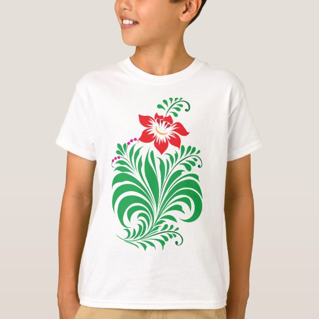 T-shirt Ornamental Floral Flower Design – Elegant (Devant)