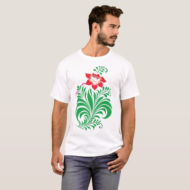 T-shirt Ornamental Floral Flower Design – Elegant (Devant entier)