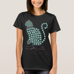 T-shirt orné de bijoux de Bling de chat de T-shir