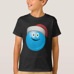 T-shirt Ornement bleu de Noël utilisant un casquette roug