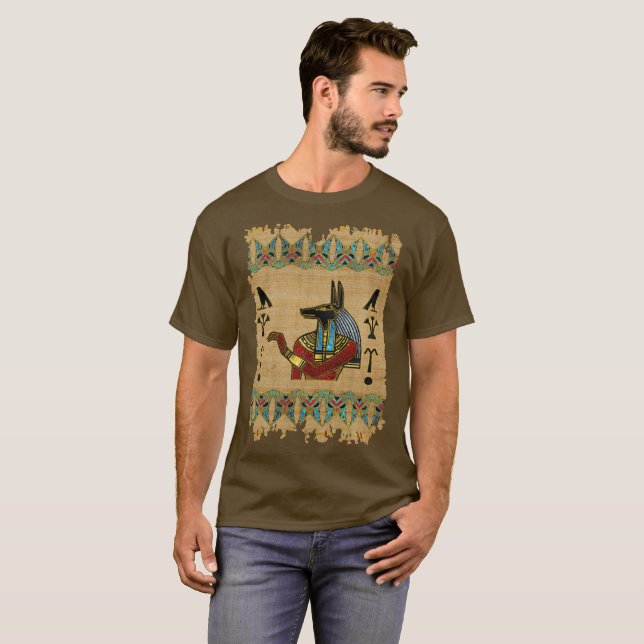 T-shirt Ornement d'Anubis d'Egyptien sur le papyrus (Devant entier)