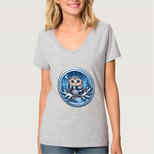 T-shirt Ornement de hibou mignon d'hiver