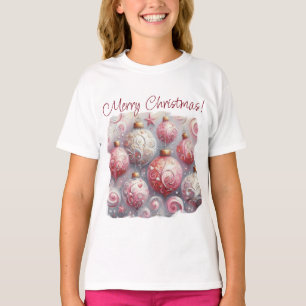 T-shirt Ornements de Noël Whimsical rose Personnalisé