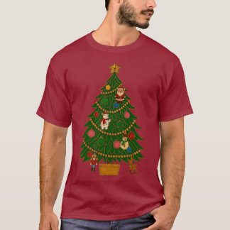 T-shirt Ornements de personnage d'arbre de Noël en art clo