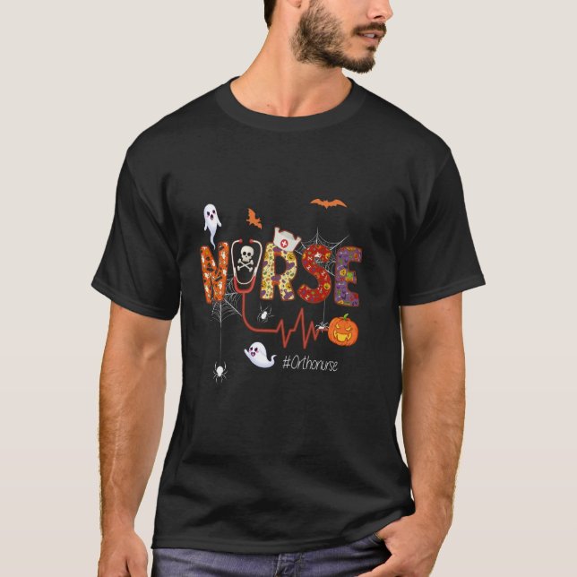 T-shirt Ortho Infirmière Effraction Halloween Citrouille O (Devant)