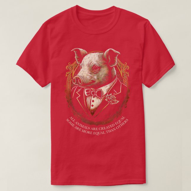 T-shirt Orwell Animal Farm Certains Sont Plus Égal À Bloc  (Design devant)