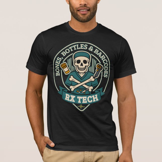 T-shirt Os, Bouteilles et codes-barres Rx Tech Halloween (Devant)