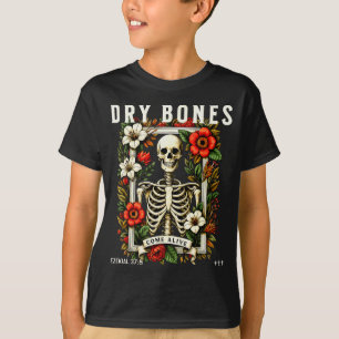 T-shirt Os secos revivent Drôle de squelette floral Christ