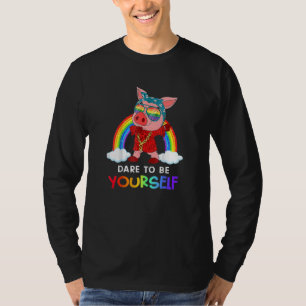 T-shirt Ose Être Vous-Même Mignons Lgbt Fierté Dabbing Pig