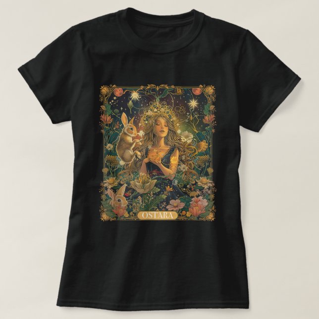T-shirt Ostara Spring Goddess Bunny Carte Tarot de vacance (Design devant)