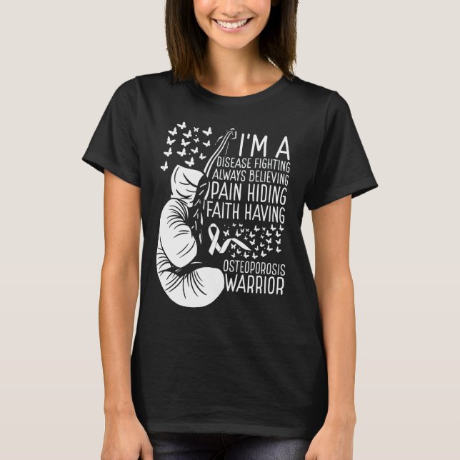 T-shirt Ostéoporosis Warrior Awareness Ribbon Disease (Devant)