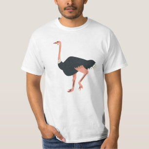 T-shirt Ostrich caricature mignonne Isolé sur Arrière - pl