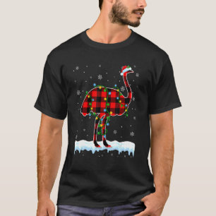 T-shirt Ostrich Noël Santa Chapeau mignonne Animaux Noël L