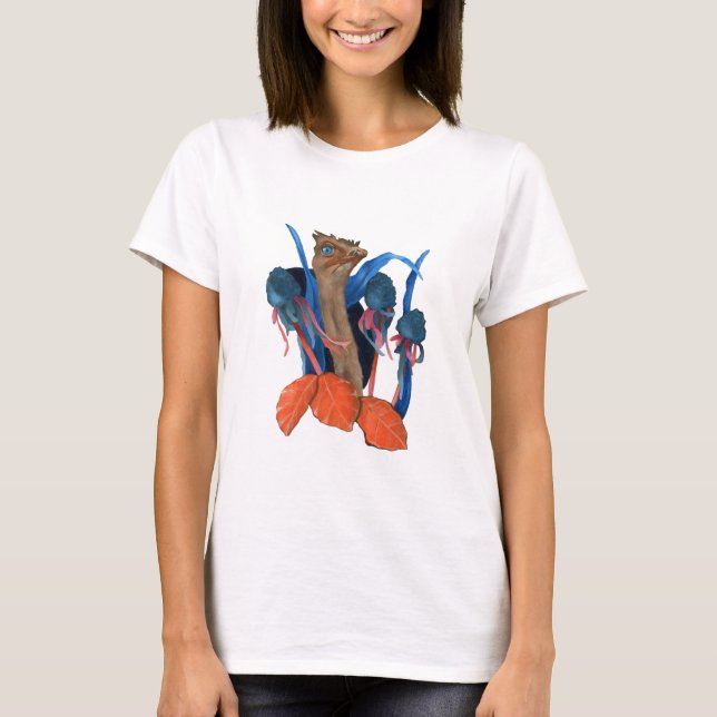 T-shirt Ostrich with leaves (Devant)