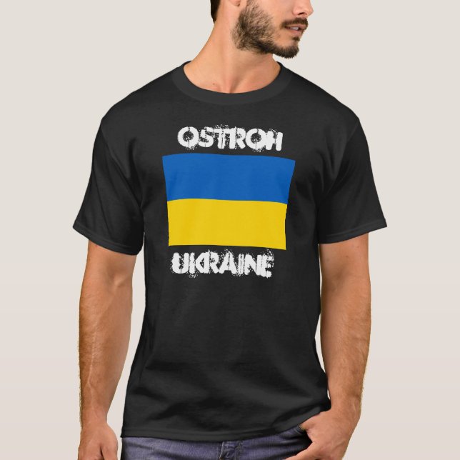 T-shirt Ostroh, Ukraine avec le drapeau ukrainien (Devant)