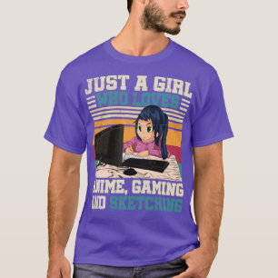 T-shirt Otaku Gamer Girl Sketching Manga Anime