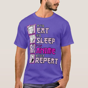 T-shirt Otaku Mange Sommeil Anime Répéter mignonne Manga A