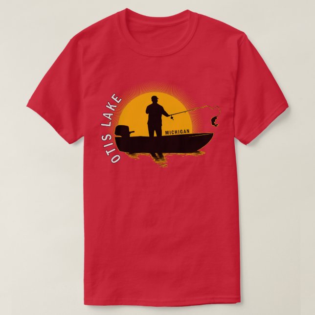 T-shirt Otis Lake Fishing Michigan Sunrise (Design devant)
