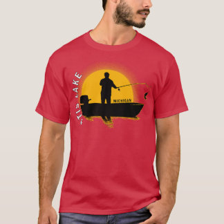 T-shirt Otis Lake Fishing Michigan Sunrise