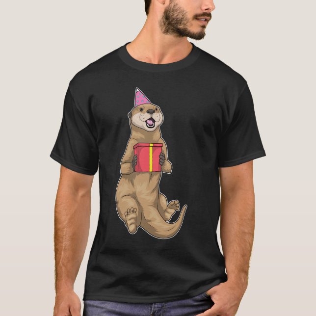 T-shirt Otter casquette de fête d'anniversaire (Devant)