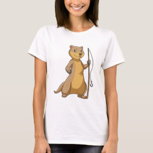 T-shirt Otter comme Fisher avec canne à pêche